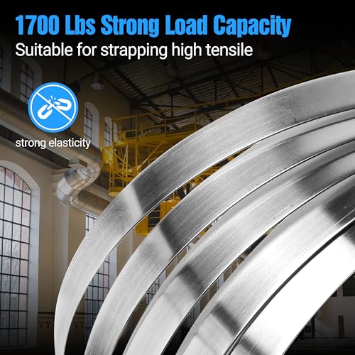 Hawaminent Stainless Steel Strapping Banding Roll - 3/4''W x 0.03''T x 100feet Steel Strapping Coil, Portable Strong S304 Stainless Steel Cable Tie for Heavy Loads, Metal Package Strapping Packing - Thumbnail 4