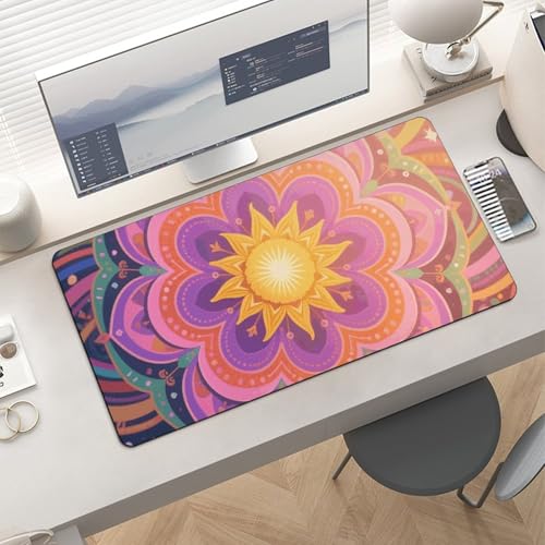 Desk Pad Protector 24x12 Inch Extended Bohemian Mandala miniatura 6