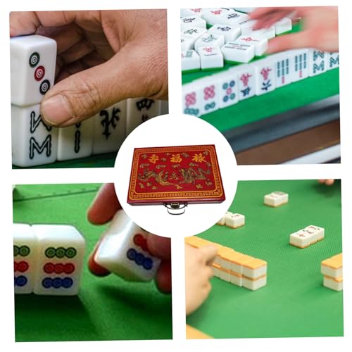 Juego Mini Mahjong Chino portátil con fichas y dados miniatura 4