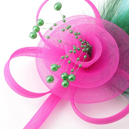 Image of DRESHOW Fascinators Hats for Women Tea Party Fascinator Hats Vintage 50s Headwear Cocktail Wedding Church Derby Hat