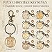 Fumete 9 Pcs Christian Keychain Bulk Bible Verse Religious Key Chains Scripture Quote Positive Gift for Women Men Church Pastor (Bronze,Vintage)