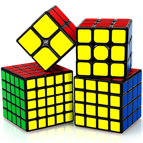Maomaoyu Zauberwürfel Speedcube Set, Puzzle Cube Set 2x2+3x3+4x4+5x5, Speedcube Bundle (Schwarz) Cover