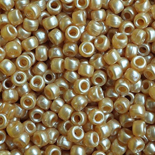 Gold Pearl Crow Beads Pony Beads Made in USA 6x9mm