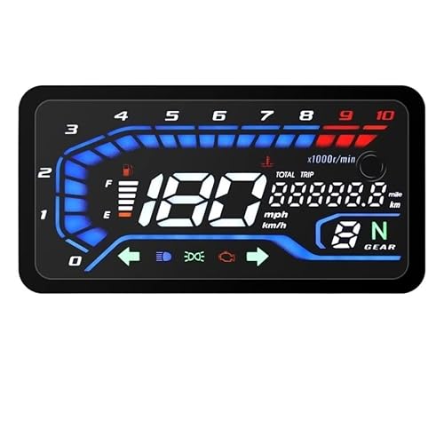 デジタルバイクスピードメーター RPMゲージ ターンシグナル 燃料レベルタイマー 多機能ディスプレイ付き デジタルスピードメーター