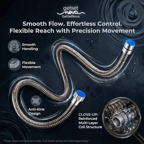 Image of Health Faucet Stainless Steel Jet Spray Gun for Toilet | Silver & Copper Ion Shield Kills 99% Germs | Leak-Proof Bathroom with 1.5 mtr Hose 1 Year Warranty (Jet Spray Pipe)