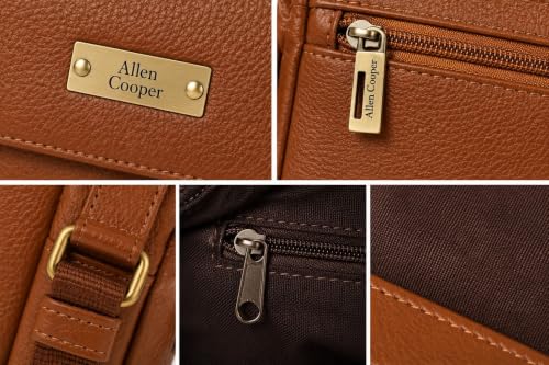 Image of Allen Cooper Premium Leather Sling Bag for Men | Crossbody Messenger Bag with Adjustable Shoulder Strap | Travel Organizer Shoulder Bag for Daily Use, Office & Outdoor Carry