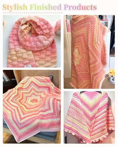 Image of Coopay Yarn for Crocheting Knitting, Gradient Cake Yarns, 2 x 3.53oz - 240yds - 50% Cotton 50% Acrylic Ombre Yarns, Crochet Yarn for Blankets, Shawls, Scarves (109 Flower Season)