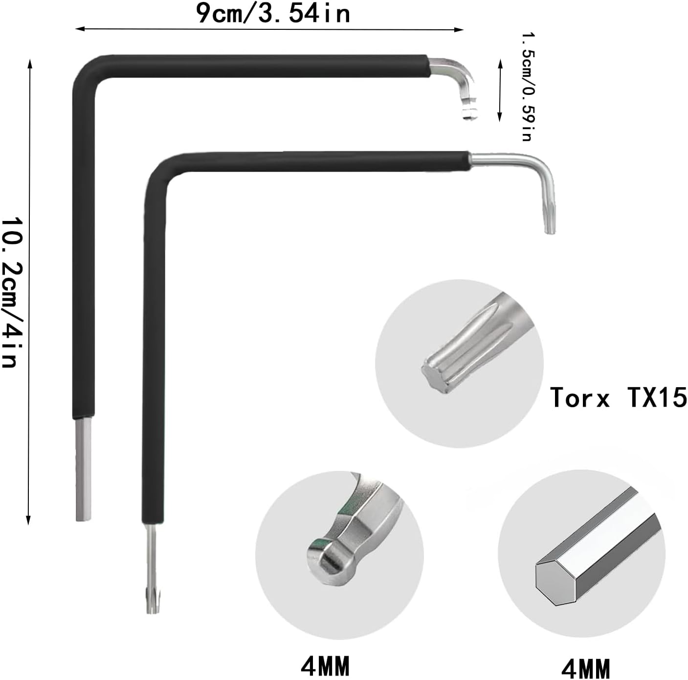 2 Pieces Window Adjustment Tools, Torx 15 Hexagonal 4 mm and Ball Head 4 mm Set of Window Adjustment Wrench for Versatile Adjustment of Window Fittings