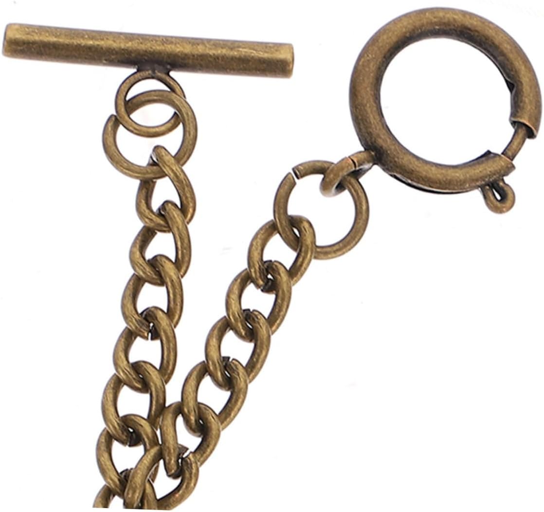 BESPORTBLE 2pcs Metal Pocket Watch Chains for Men Vintage Waistcoat Wallet DIY Clothing Accessories Sturdy Secure Central O-Link Design for Weddings and Everyday Use