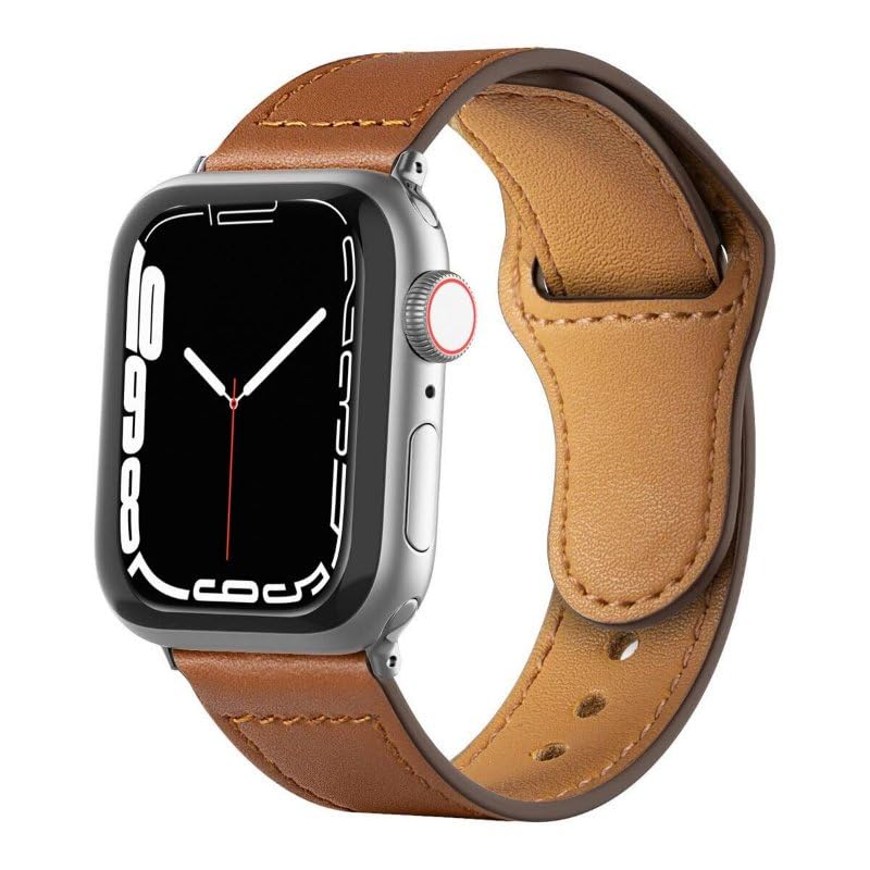 Gshield Pulseira de Couro compatível com Apple Watch (Marrom, 42/44 / 45/49 mm)