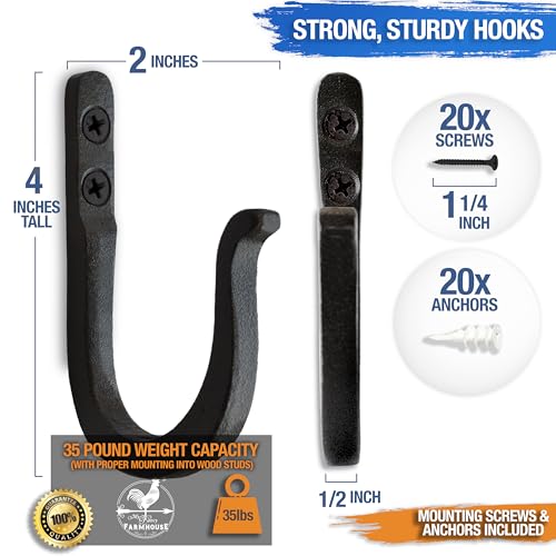 My Fancy Farmhouse Larger Railroad Spike Cast Iron Hooks (10 Pack) Two Mounting Holes For Greater Strength thumb #1
