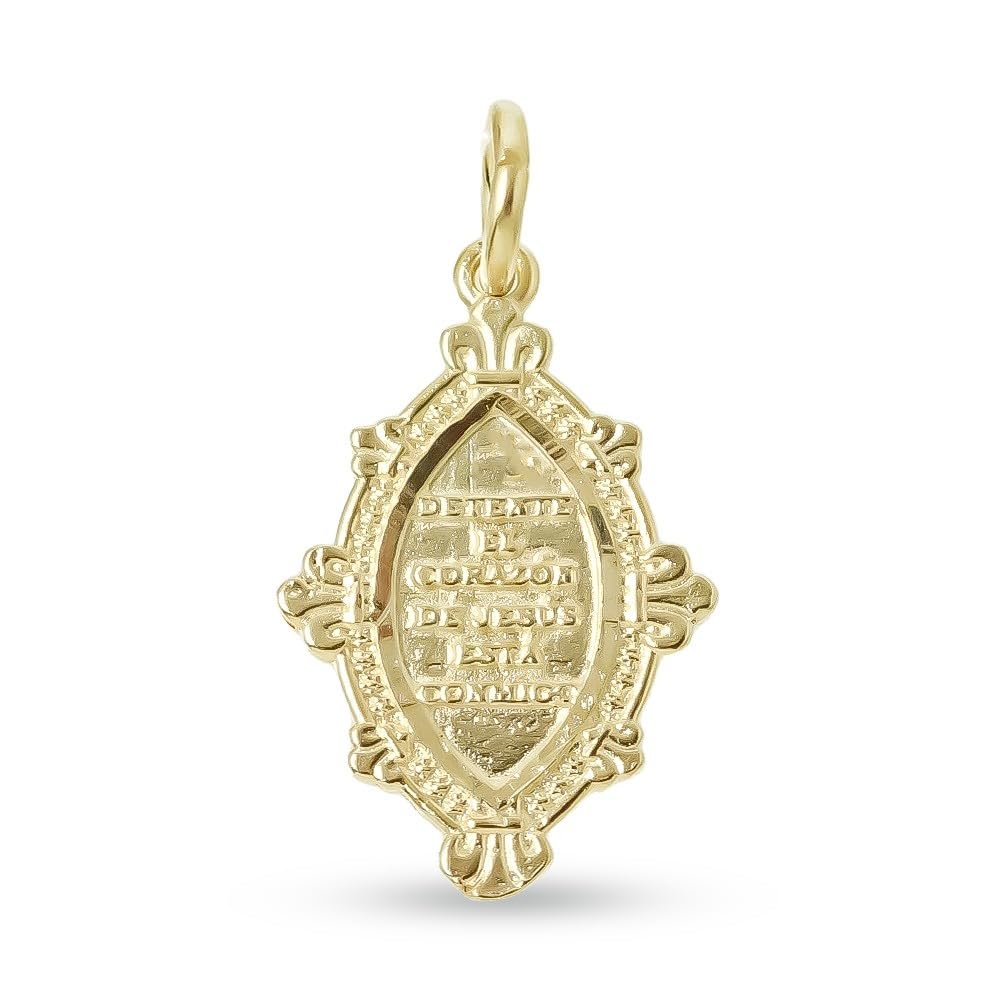 Detente Corazón de Jesús Medalla Colgante en Plata de Ley 925m macizo chapado en oro de 22mm.