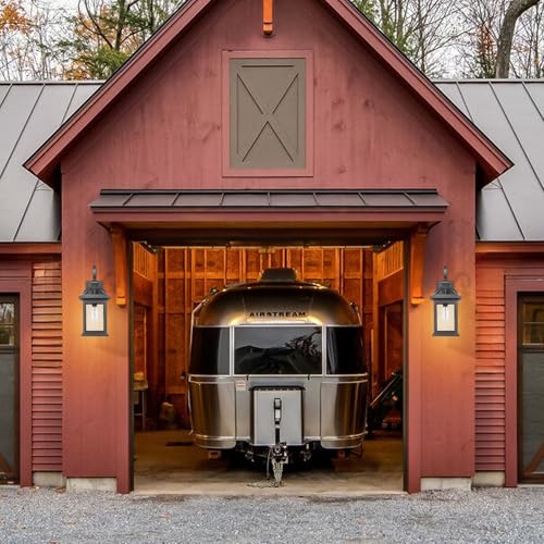 Image of Darkaway Dusk to Dawn Outdoor Lights Fixture Wall Mount,Large 22inch Exterior Wall Light with Seeded Glass Waterproof Black Outside Wall Sconce for House Porch Hallway Garage