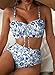 Herseas Women's Bikini Sets Drawstring Front Ruched Top Sweetheart Neck Swimsuit Ruffle Trim Adjustable Straps 2 Piece Bathing Suit Fashionable 2026 Swim Beach Outfits Blue Floral X-Large