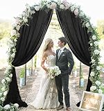 MODFUNS Chiffon Black Curtains 10FT Sheer Backdrop Curtains 2 Panels 29x120 Inches Chiffon Fabric Dr