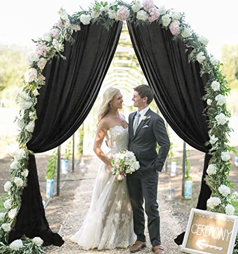 Modfuns Chiffon Black Curtains 10Ft Sheer Backdrop Curtains 2 Panels 29X120 Inches Chiffon Fabric Drapes Ceiling Curtains Arch Wedding Drapes Voile Window Curtain For Ceremony Stage Arbor Ceiling #TOP13