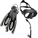 Cressi Frog Plus Unisex Flossen + Calibro Tauchmaske + Dry - Schnorchel Trocken