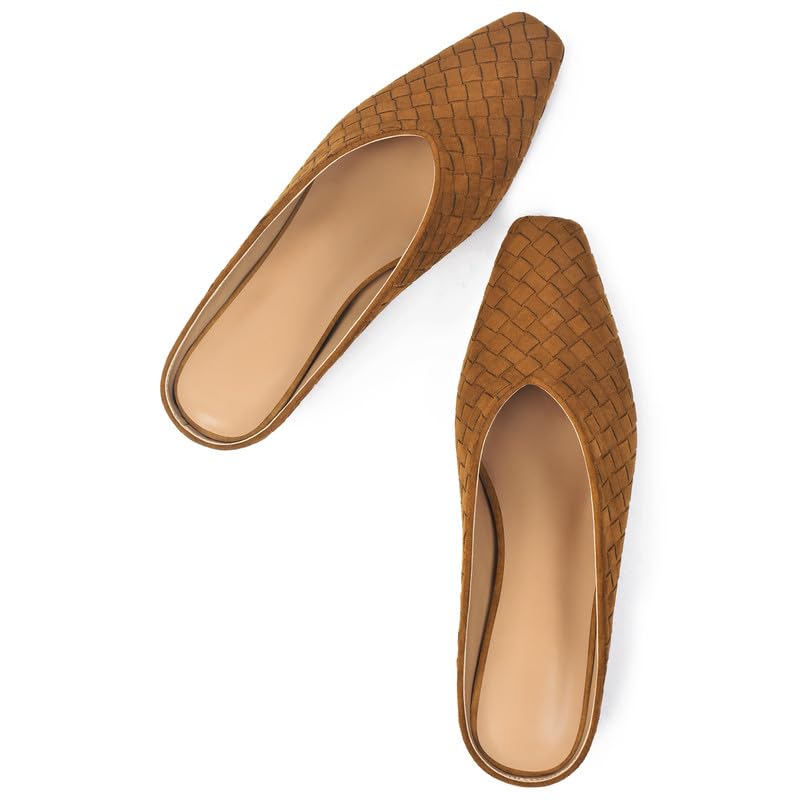 Image of Woven Mules for Women Slip on Comfortabke Metallic Slides Ladies Trendy Square Toe Hidden Wedge Mules
