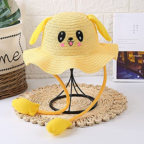 Child Rabbit Hat Ear Moving Jumping Hat Funny Bunny Hat Cap for Baby Girls Sun Straw Hat with Wide Brim Bucket2
