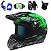 Produktbild PKFG® Motocross Cross Helm Herren Schwarz Grün Set, Erwachsene Motorrad Crosshelm mit Helmhaken Brille Maske Handschuhe Geeignet für Mountainbike Motorcycle ATV Cross-Country Sport Schutz,L(56~57CM)