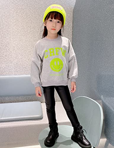 Kiench Girls Matted Faux Leather Leggings Stretch Winter Fleece Lined Leggin Casual Pants4