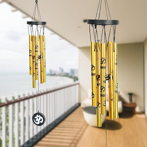 Image of ZAICUS Wind Chimes for Home Balcony Positive Energy - Wind Chime with Om Symbol - Hanging Decorative Items for Balcony - Wind Chimes Feng Shui (5-Pipe)