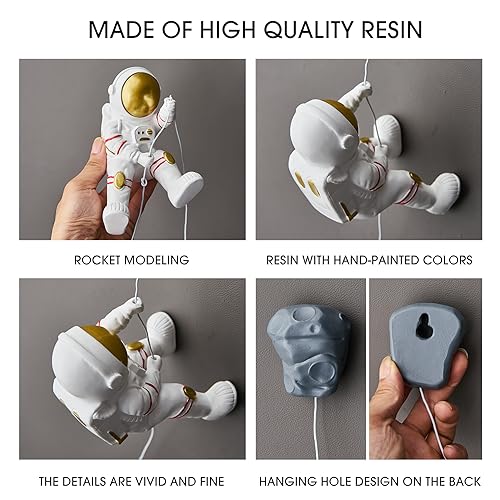 Octdays 3Pcs Astronaut Wall Sculpture Climber Figurines, Climbing Wall Hanging Decoration, Outer Space Theme Decorations For Kid Bedroom thumb #7