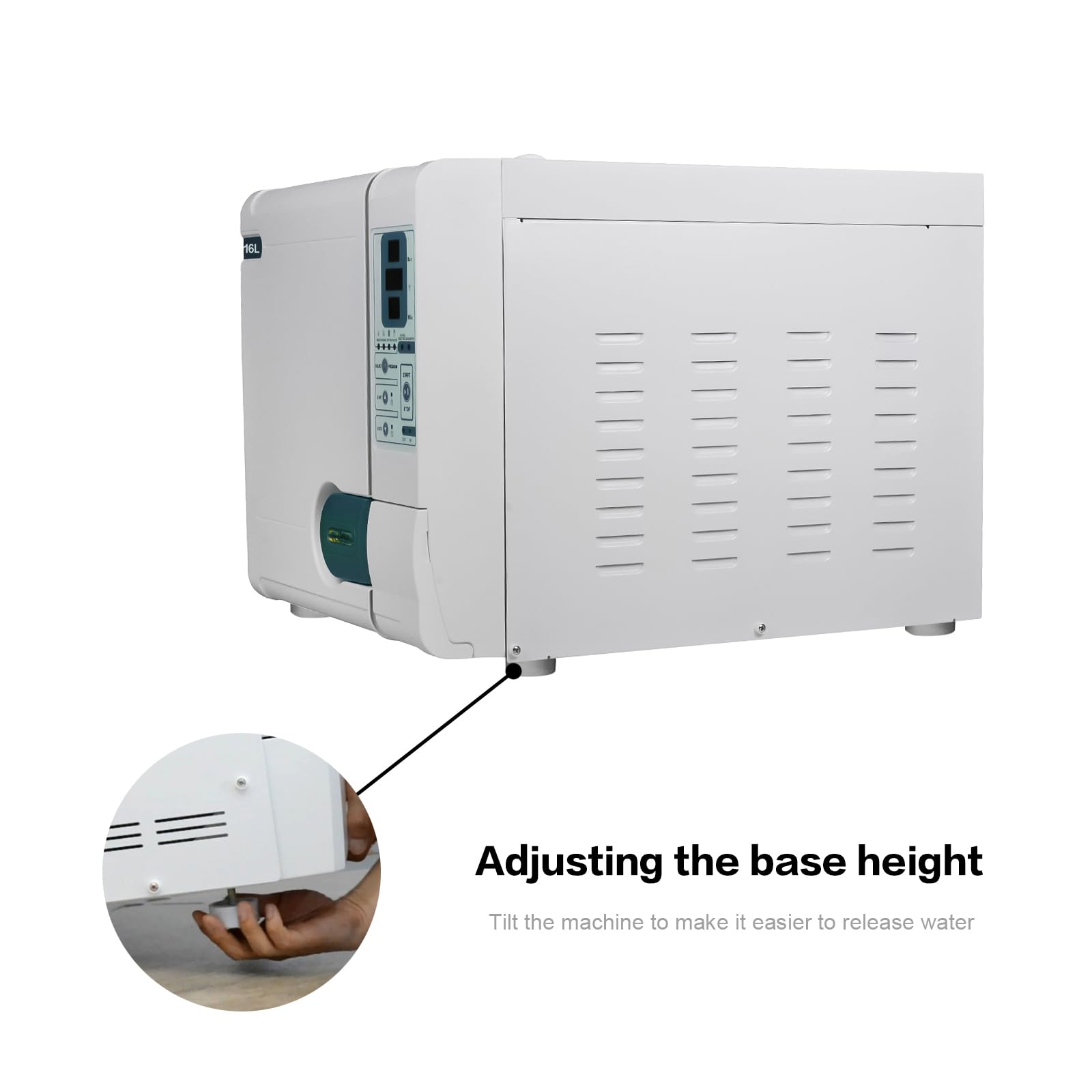 US 16L 1600W Professional Autoclaves Steam,Portable Digital LED Display Autoclave Sterilizer, Class B Pre-Vacuum Steam with Drying Function Double-Control Lock System Stainless Steel Lab Equipment