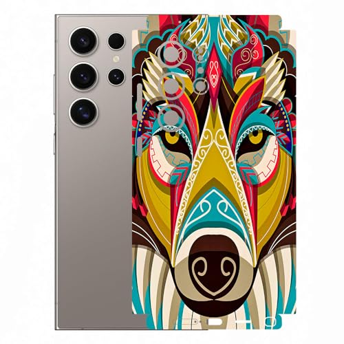 Image of AtOdds Mobile Skin Sticker Wrap | Compatible for Samsung S24 Ultra (5g) | Scratchproof Matte Finish | Full Coverage for All Sides & Camera Protection (Design - Mighty Wolf)
