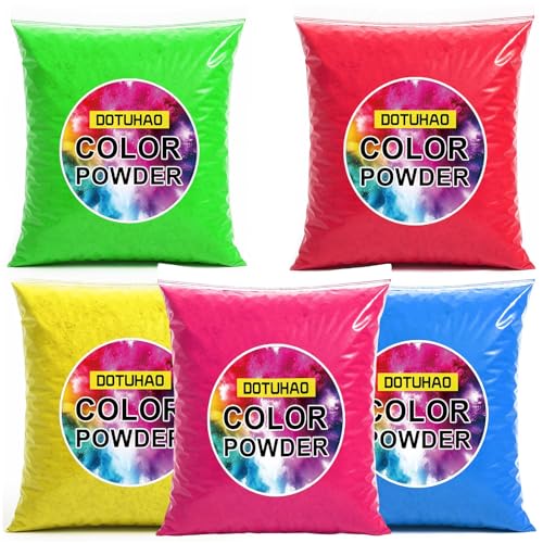 DOTUHAO Color Powder, 5 Colors Run Powders, 3.5oz-100g Each Color, Holi Powder for Colored Toss, and Car Burnout, Holi Festival, Parties, Colors Wars, Fun Runs, Summer Camps, Festivals(5 Color,100g)