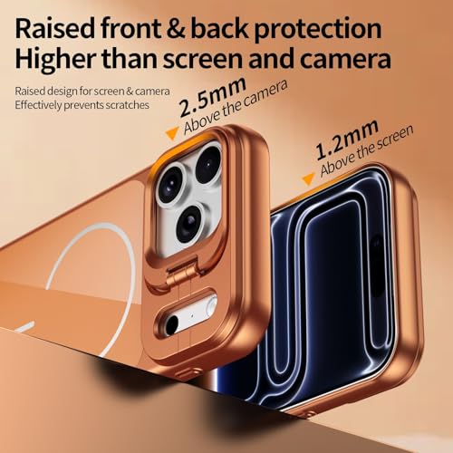 Étui de protection rigide iPhone 12 Pro orange en placage de verre avec support objectif - 3