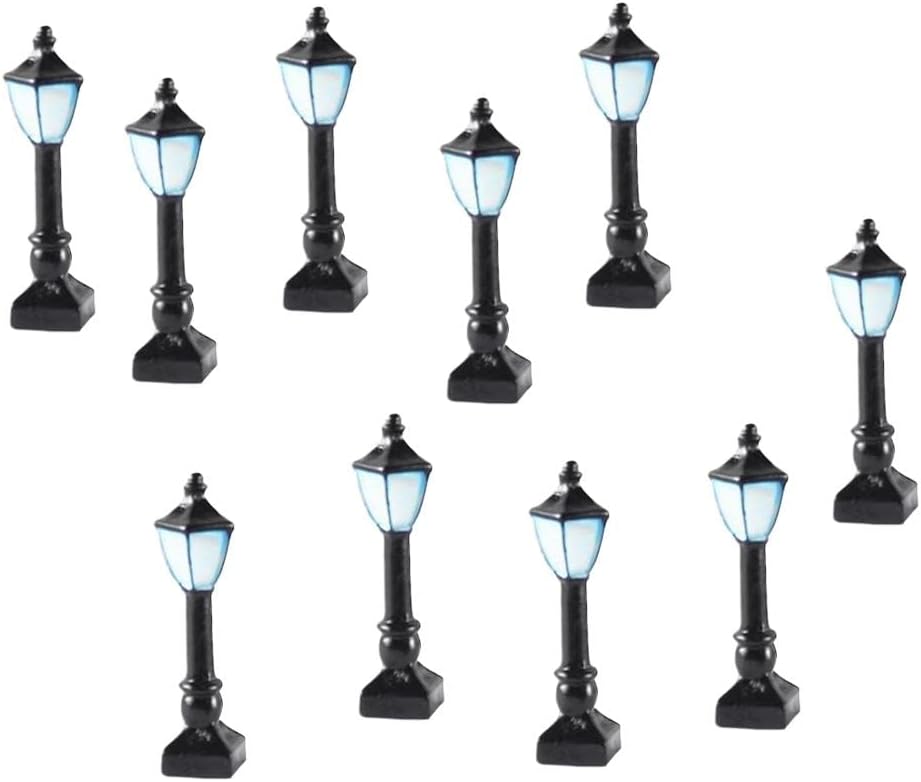 10x Mini Resin Craft Street Lamp Model, DIY Handmade Decor, Height 54mm, que Imitation Fairy Garden, Micro Landscape Terrarium Decor, Model Building