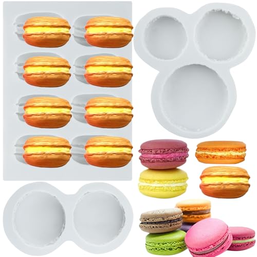 Sijiangmold 3D Macaron Hamburger Silicone Moulds Macaron Fondant Mould for Cake Decoration Chocolate Cupcake Topper Candy Polymer Clay Gum Paste Set of 3