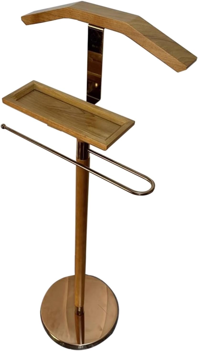 Modern Wooden Butler Valet Stand for Men - Stylish Suit Hanger with Trouser Bar & Tie/Belt Tray - Ideal for Walk-in Wardrobe Hotel Rooms & Office Hallways,Style-1