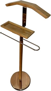 ZAQYCM Men Clothes Butler Valet Stand Wooden, Modern Suit Stand for Walk-in Wardrobe, Hotel Guest Room & Hallway Loft, Office Clothes Hanger with Trouser Bar and Tie/Belt Tray Color Style-1