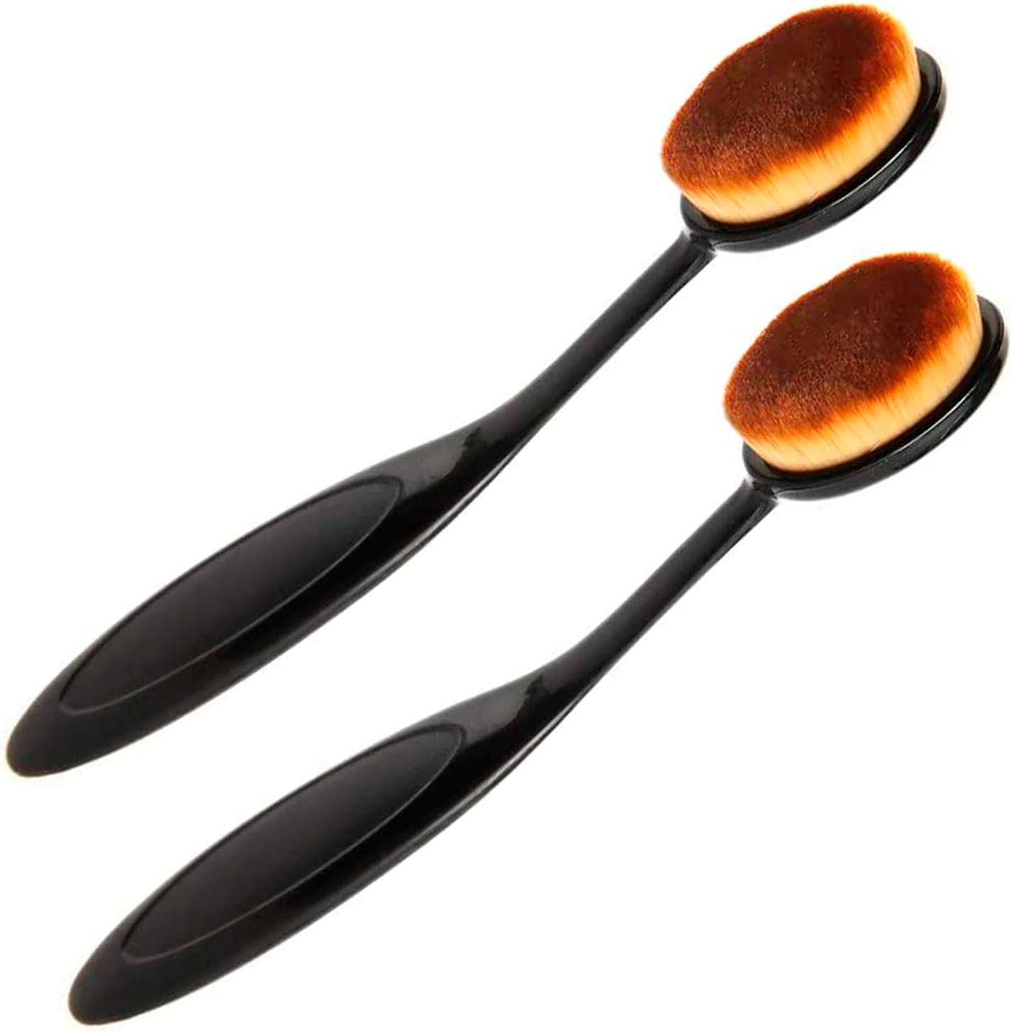 2 PCS Makeup Brushes - Contour Brushes for Makeup for Powder, Liquid Foundation, Minerals, Creams - Make Up Brush Set for Eyes, Forehead, Cheekbones - Oval Blending Brushes for Daily, Evening Makeup