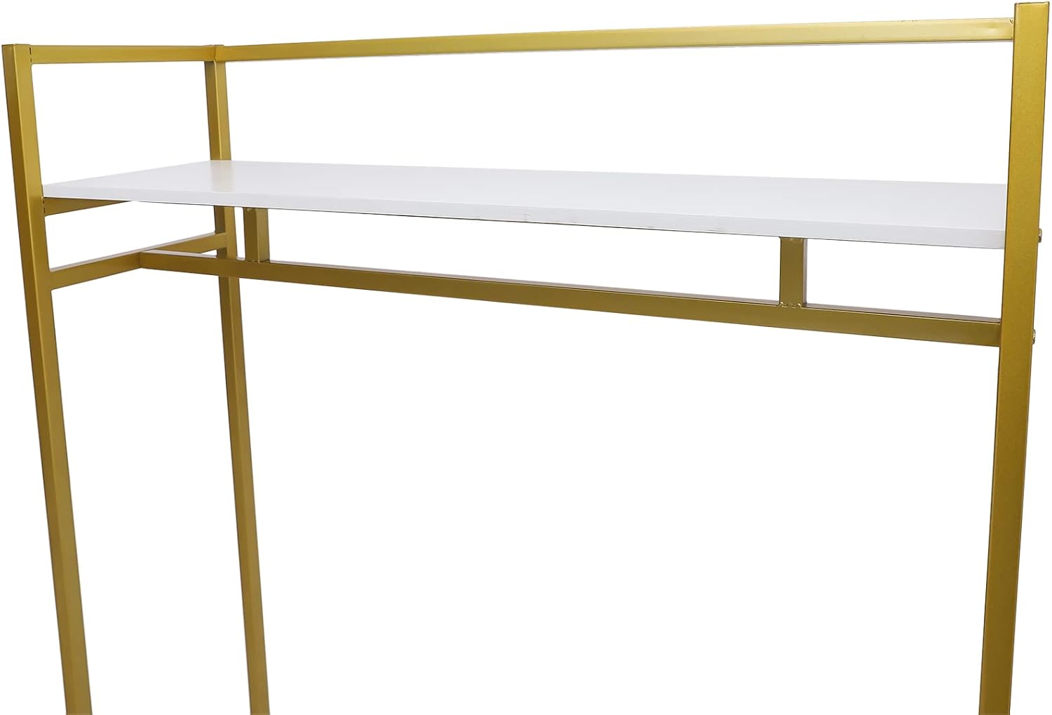 Heavy Duty Clothing Rack with Shelves, Gold Clothing Racks with Shelves, Weeding Dress Retail Clothes Rack Freestanding, Gold Clothes Display Rack