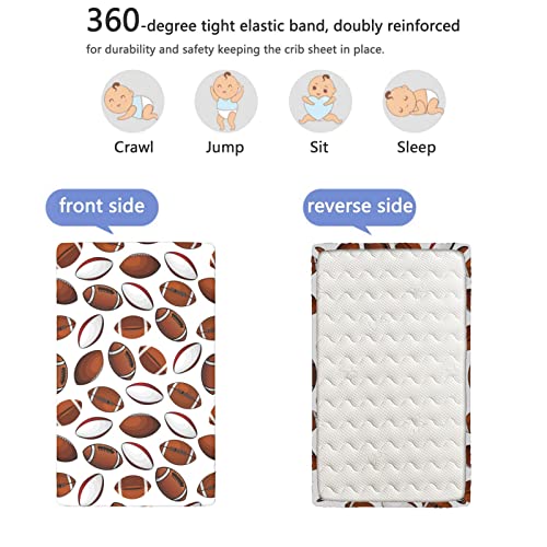 American Football Themed Fitted Crib Sheet,Standard Crib Mattress Fitted Sheet Soft Toddler Mattress Sheet Fitted -Great For Boy Or Girl Room Or Nursery,28 X 52 Inch,Caramel White Ruby #TOP4