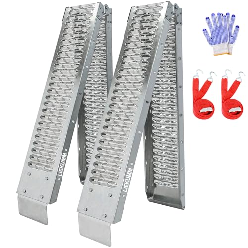LIEKUMM 2PCS Motorcycle Ramp, 210 x 22 cm Motorbike Ramps for Vans, 440 kg Capacity Van Loading Ramp Folding, Car Ramps for Dirt Bike, Motorcycle, Trailer, ATV, UTV, Tractor, Lawn Mower