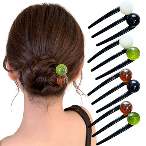 4Pcs U Shaped French Hair Pin 3-fork Hairpins Vintage Pearl Beads...