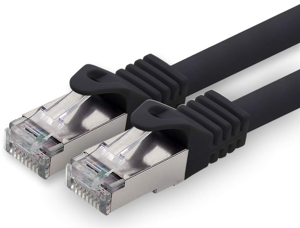 1aTTack.de 10m - Nero - 1 Pezzo - Cat.7 Cavi di Rete CAT7-10000 MBit/s S-FTP Doppia schermatura PIMF 600MHz 4x2xAWG26 / 7 CU Rame Non Contiene alogeni Compatibile con CAT5e CAT6 Cat 6a Cat8