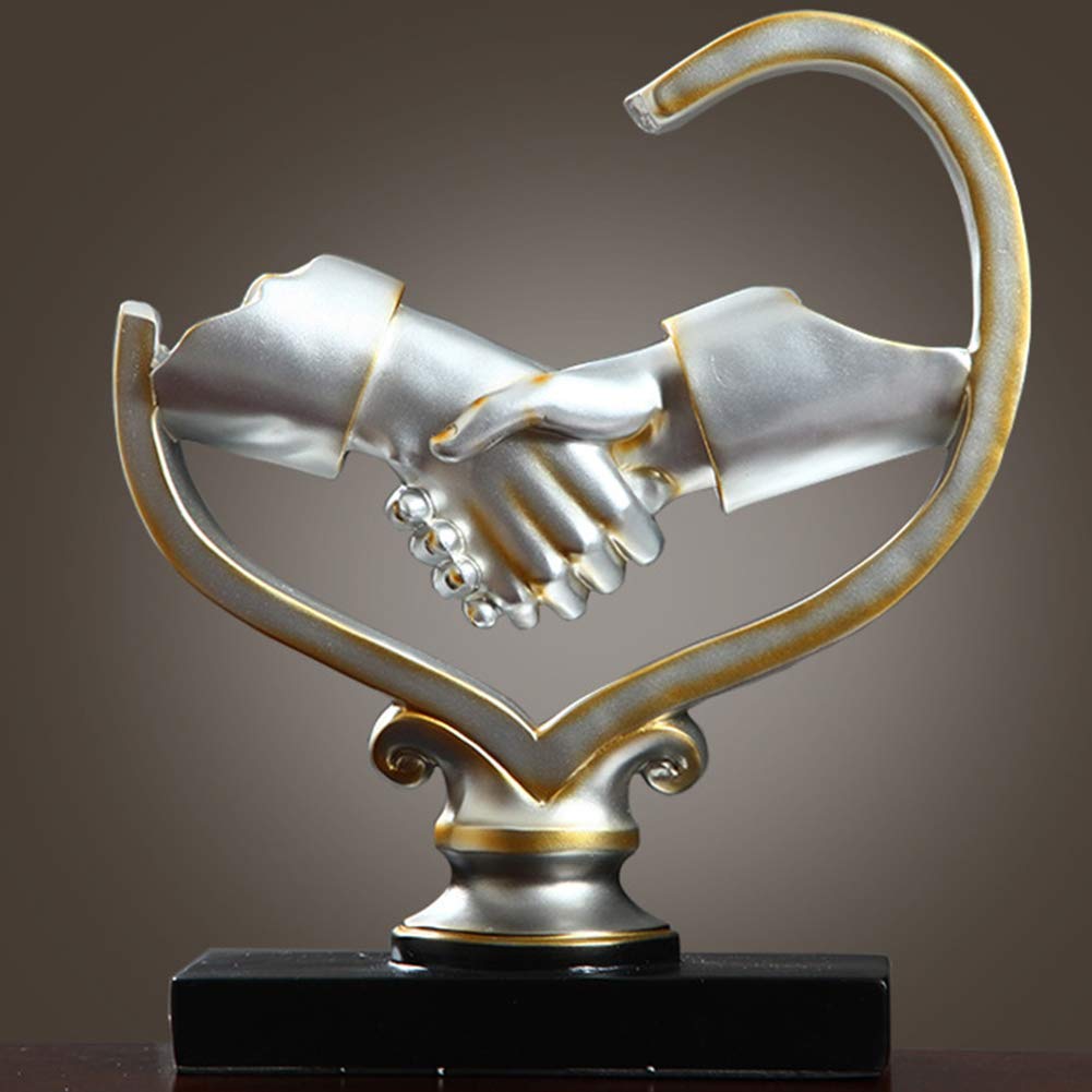 Statue poignée de main coeur pour décoration salon et table basse moderne