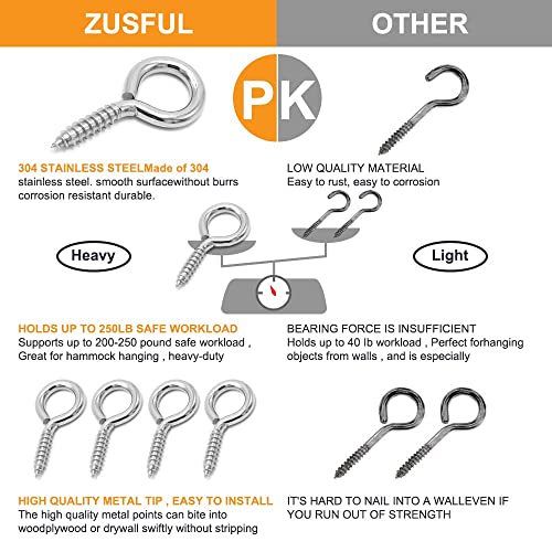 Zusful PI001 6 Pcs M6 304 Stainless Steel Screw Eye Hooks thumb #2