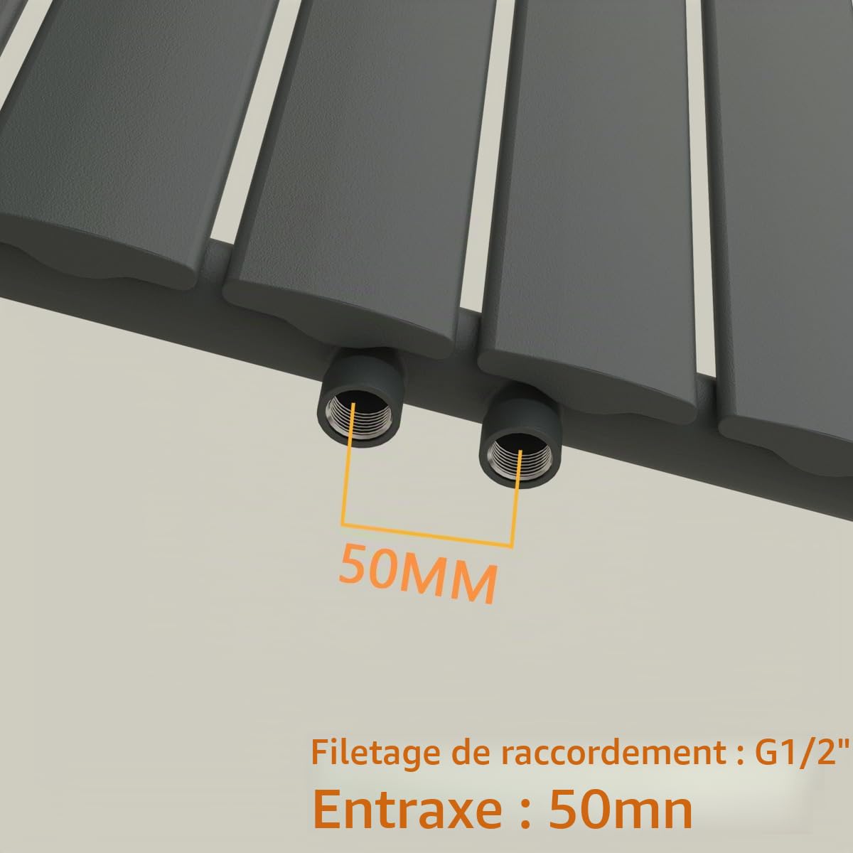 T&K Radiateur Eau Chaude 630x308 mm Anthracite Plat Simple Horizontal Design Couche Montage Mural Salle de Bain Radiateur