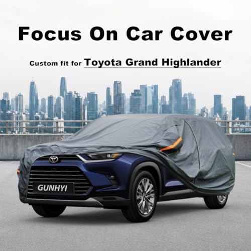 Image of GUNHYI Premium Car Cover Custom Fit Toyota Grand Highlander, 16 Layers Heavy Duty Car Cover Waterproof All Weather with Zipper Door for Sun Rain Snow Dust Uv Protection