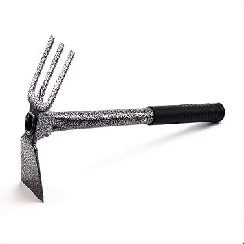 ZOG Garden Big Hand Digger and Hoe Combo Garden Tool,Heavy Duty Hand Tiller,Garden Hoe,Cultivator,Non-Slip Handle & Anti-Rust Head is The Perfect Dual Headed Weeding Tool.Big