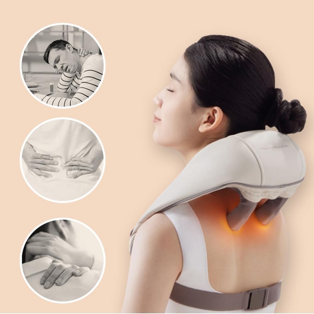 Goletsure Masajeador Shiatsu para cuello y espalda con calor – Aparato de masaje eléctrico para alivio muscular, espalda cansada, hombros