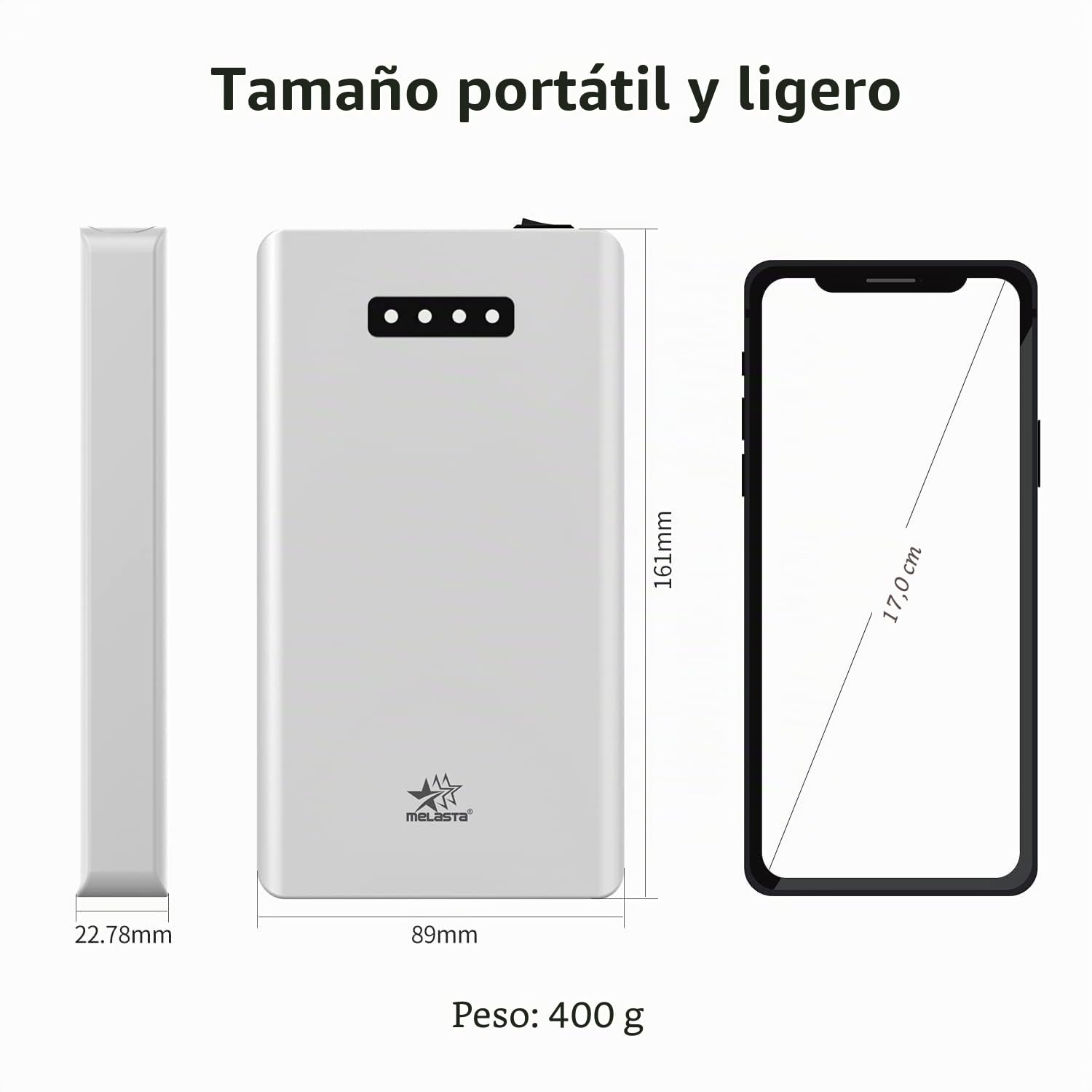melasta Power Bank 5200mAh 12V/5A/DC 9V/1.5A/DC 5V/2A Bateria Externa Carga Bateria Portatil con Cargador Powerbank 1 Entrada y 3 Salidas con LED Patalla para Smartphone, Tira LED, Cámara CCTV