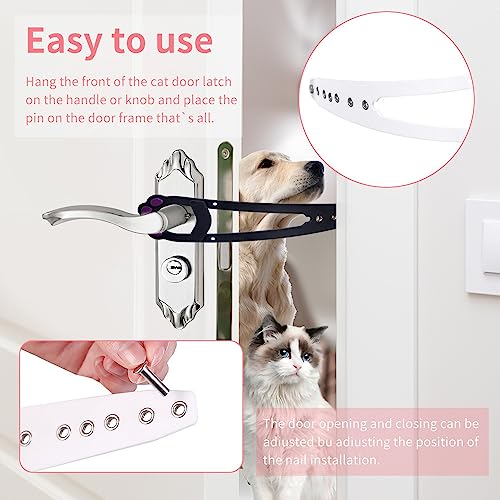 Katzentürriegel,2 Stück Verstellbare Katzentür Alternative,Türverriegelung Katze Stärkerer Flex-Türstopper Türschlösser für Haustiere,hält Hunde und Baby von Katzenklo und Futter Fern