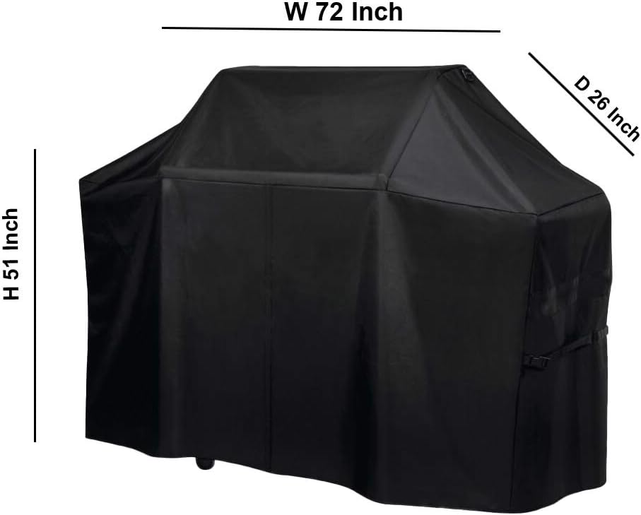 BBQ Barbecue Grill Cover 72"W x 26"D x 51"H Suitable for Most Blue Ember Fiesta, Brinkmann, Great Outdoors Brands of Grills - 600D Oxford Fabric is Waterproof with Covered Dual Handles & Side Buckles